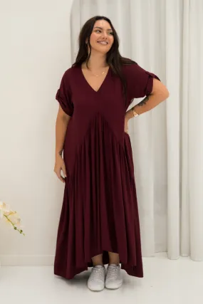 FINAL SALE Peak Maxi Dress in Burgundy