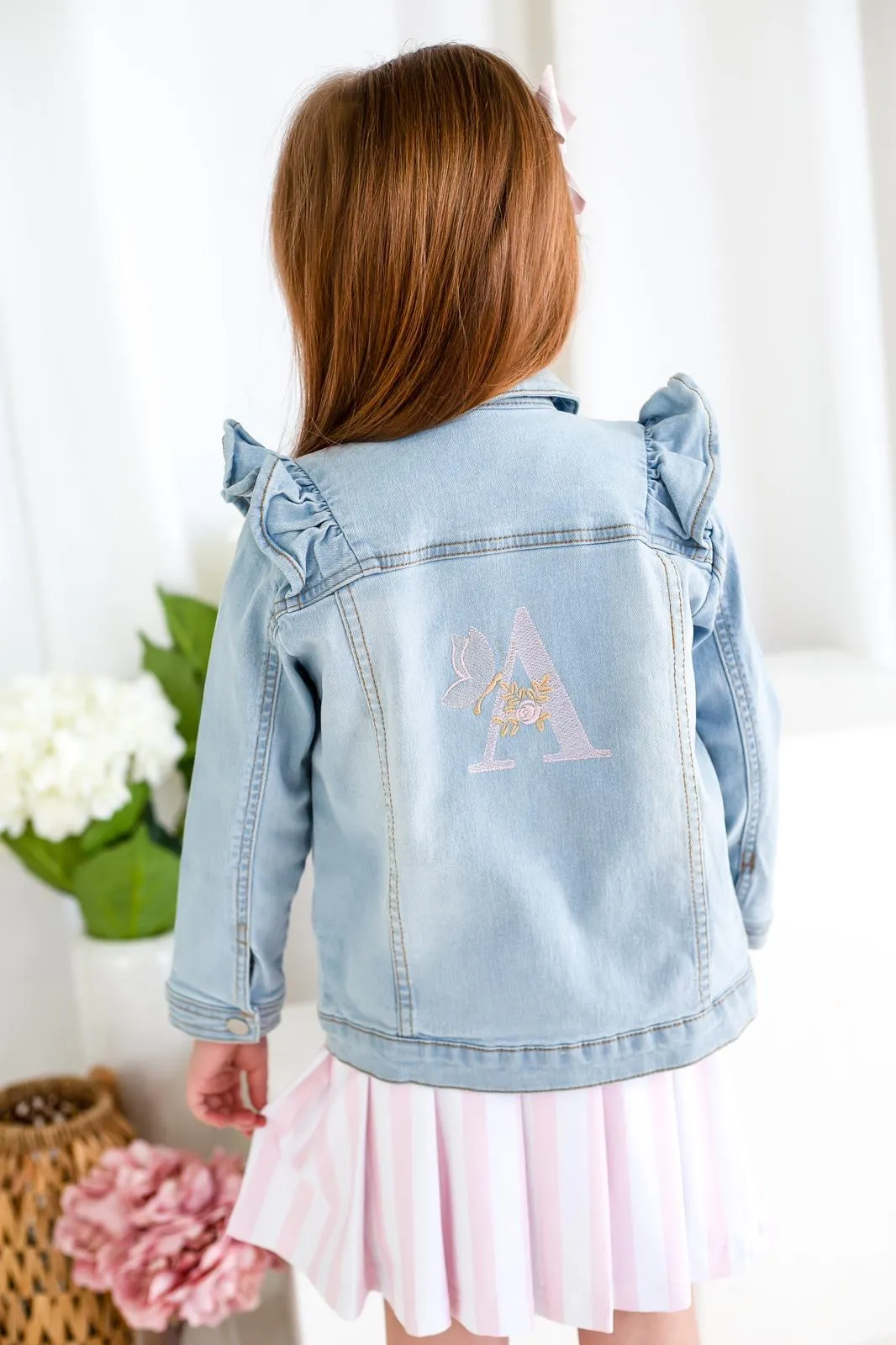 Girls Frill Shoulder Denim Jacket