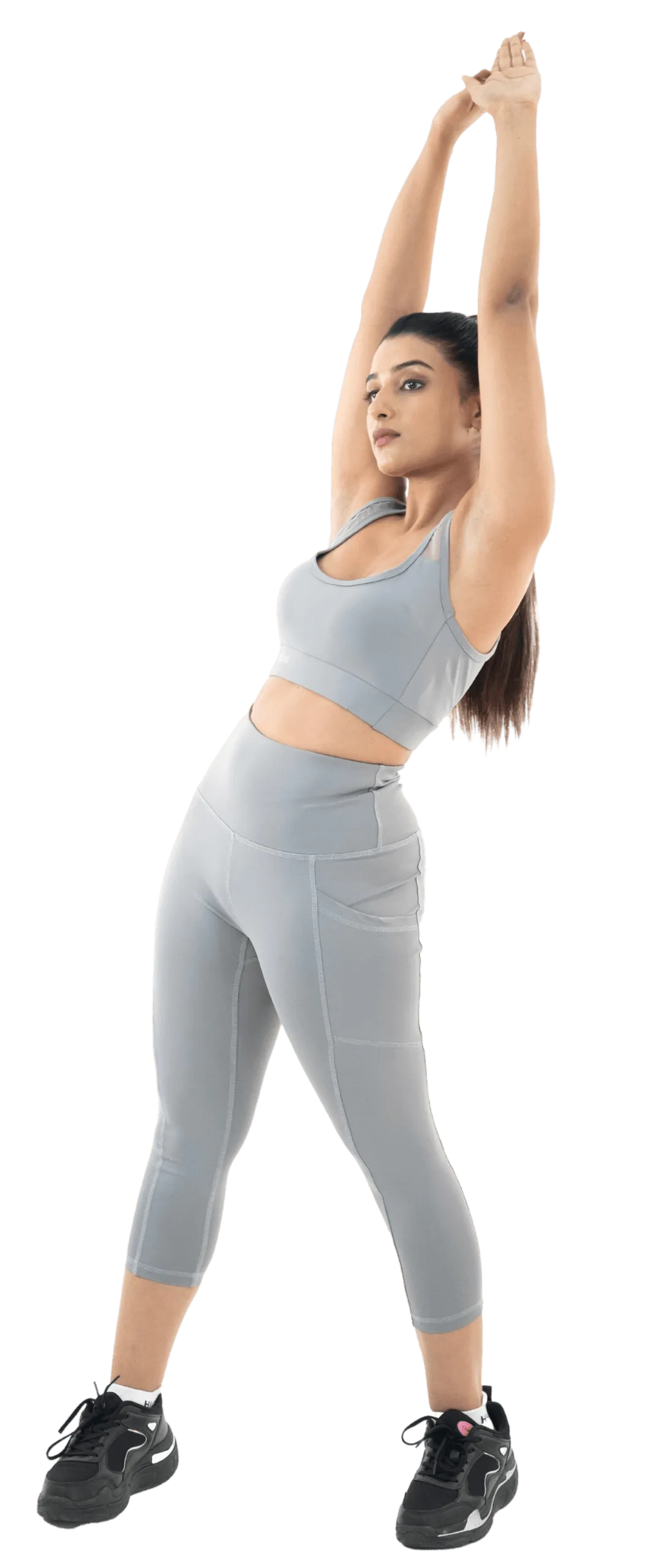 Grey Sports Bra-Capri Pant Co-Ord Set