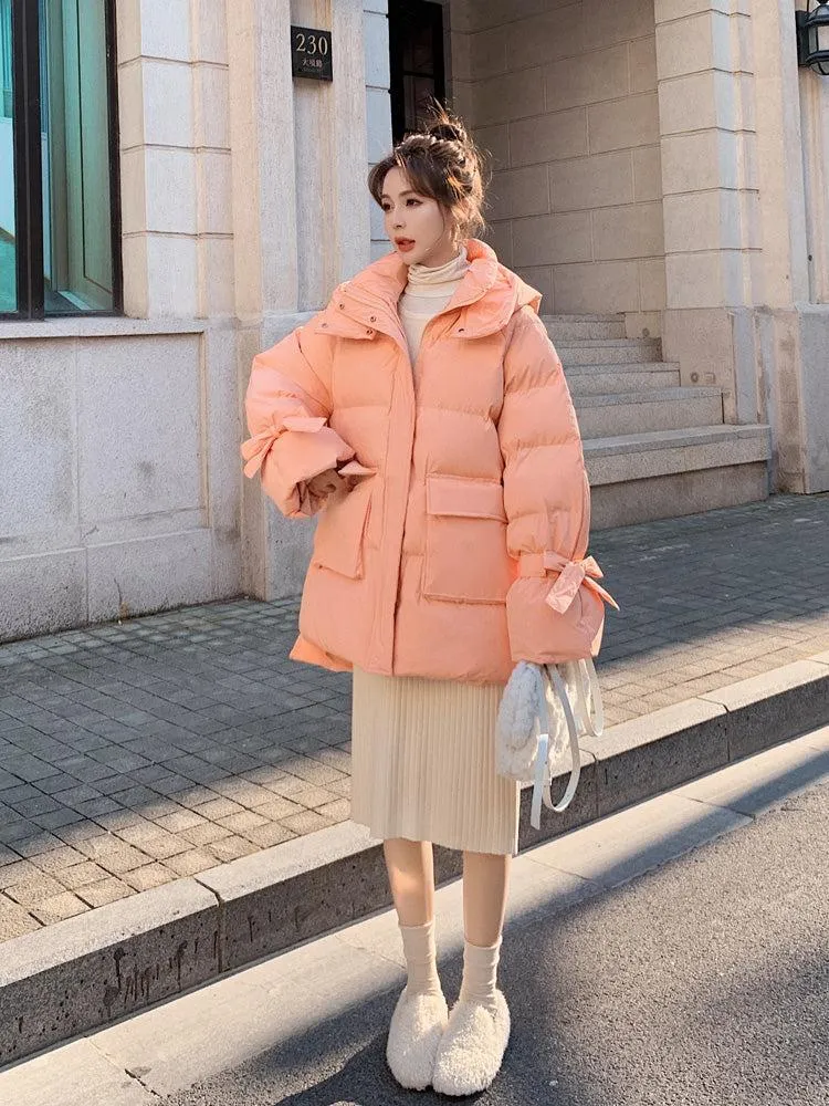 High Low Hem Hooded Puffer Coat Warm Winter