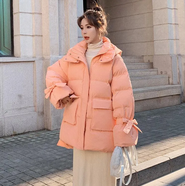 High Low Hem Hooded Puffer Coat Warm Winter