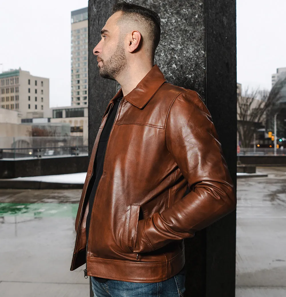 Kai Classic two tone brown leather jacket