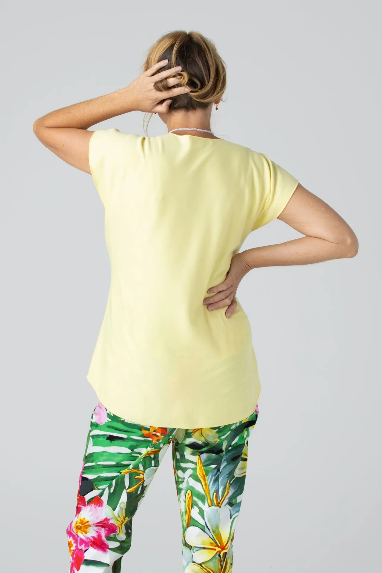 Lemon Yellow Short Sleeve Cotton Sports Knit Top