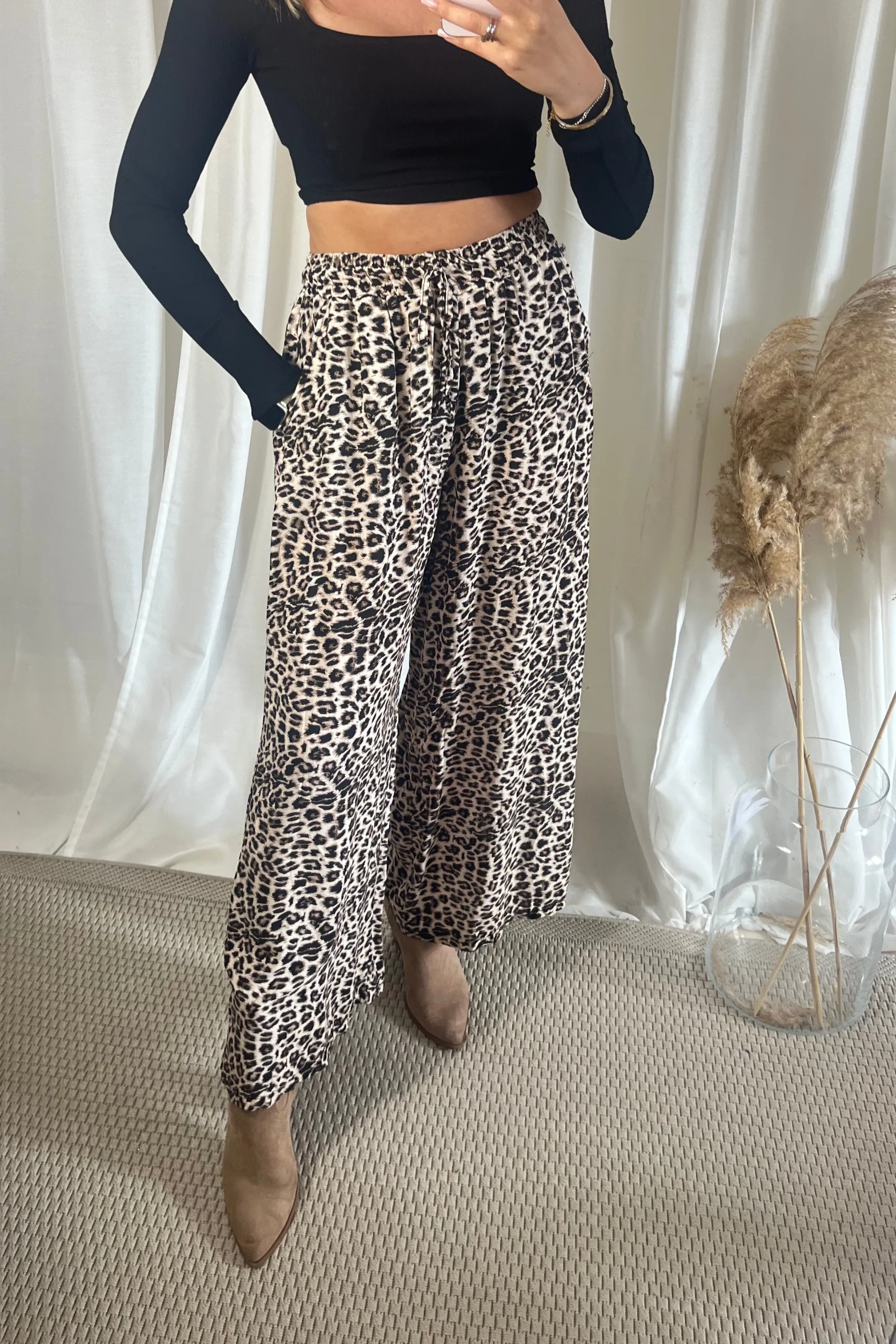 Leopard print floaty pants