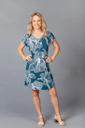 Lilly Print Short Sleeve Jersey Shift Dress