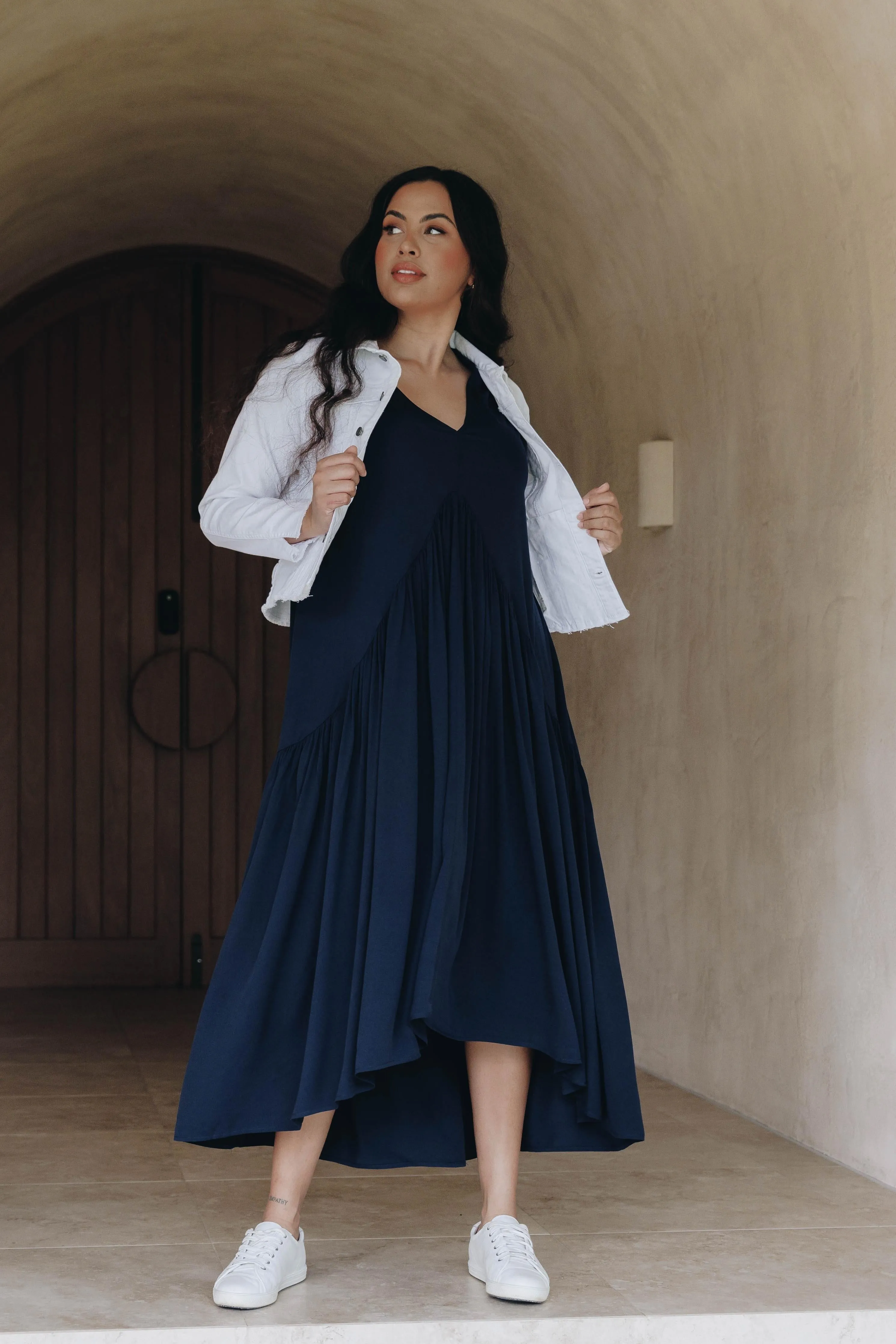 Peak Maxi Dress in Navy