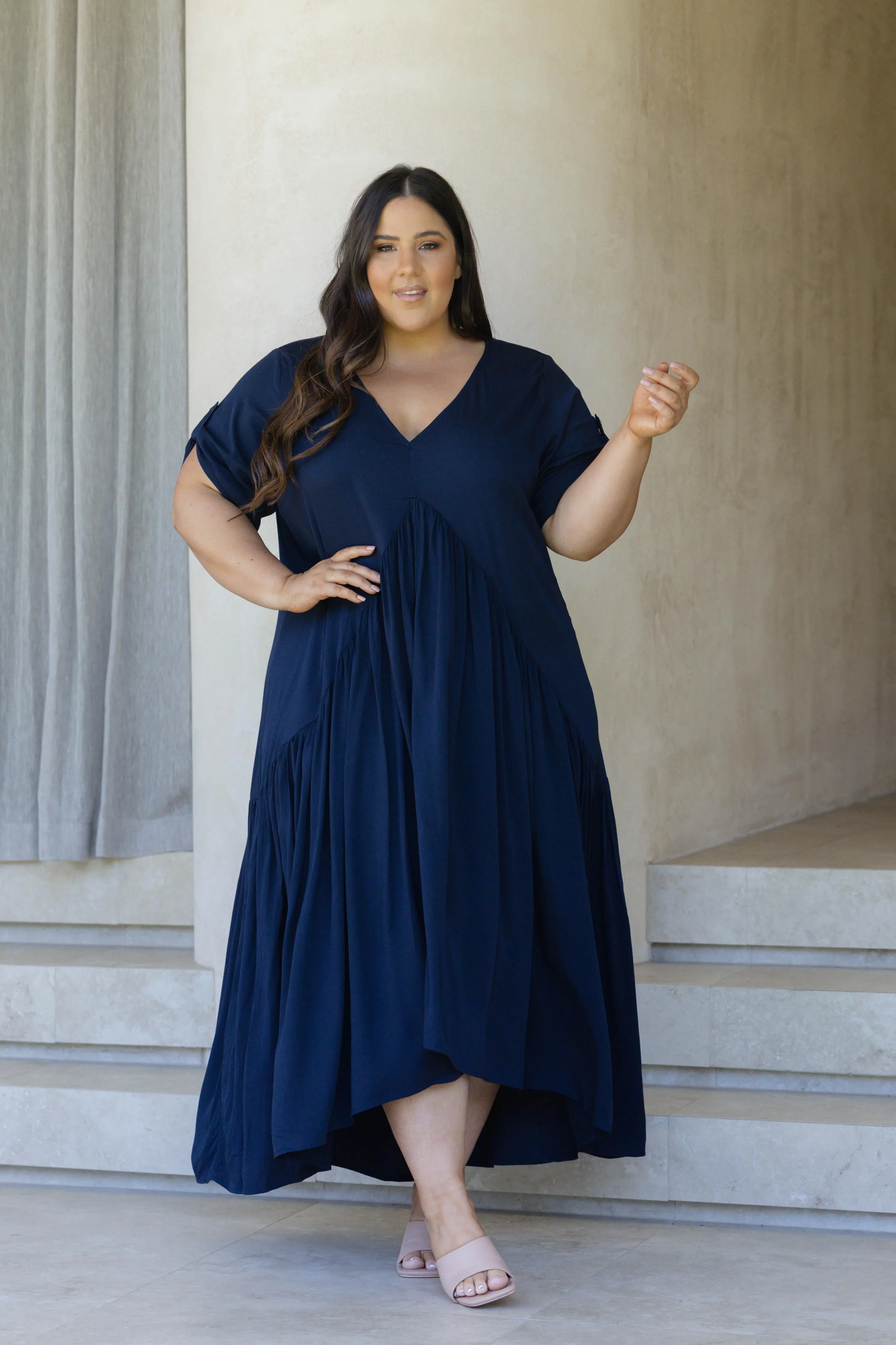 Peak Maxi Dress in Navy