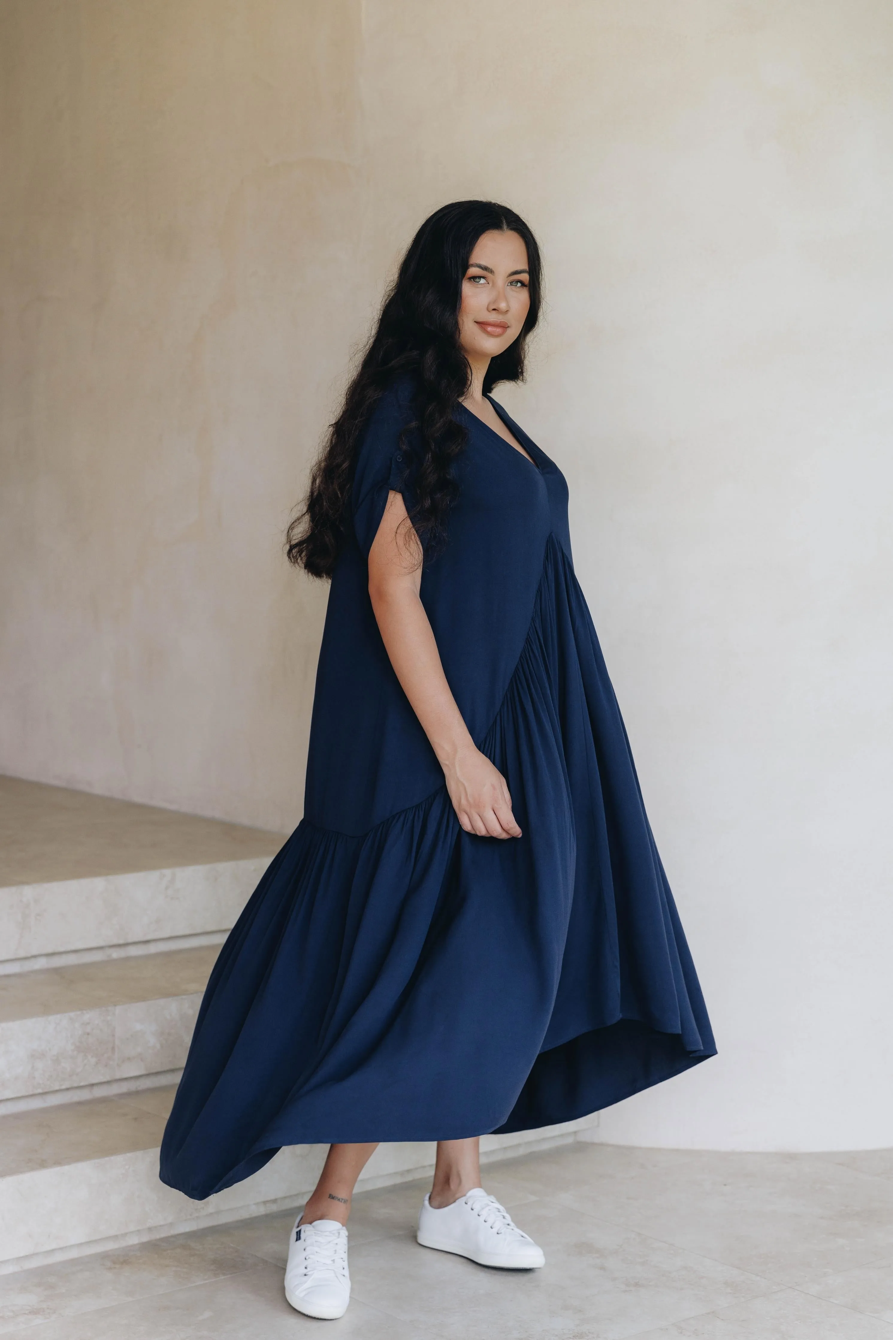 Peak Maxi Dress in Navy