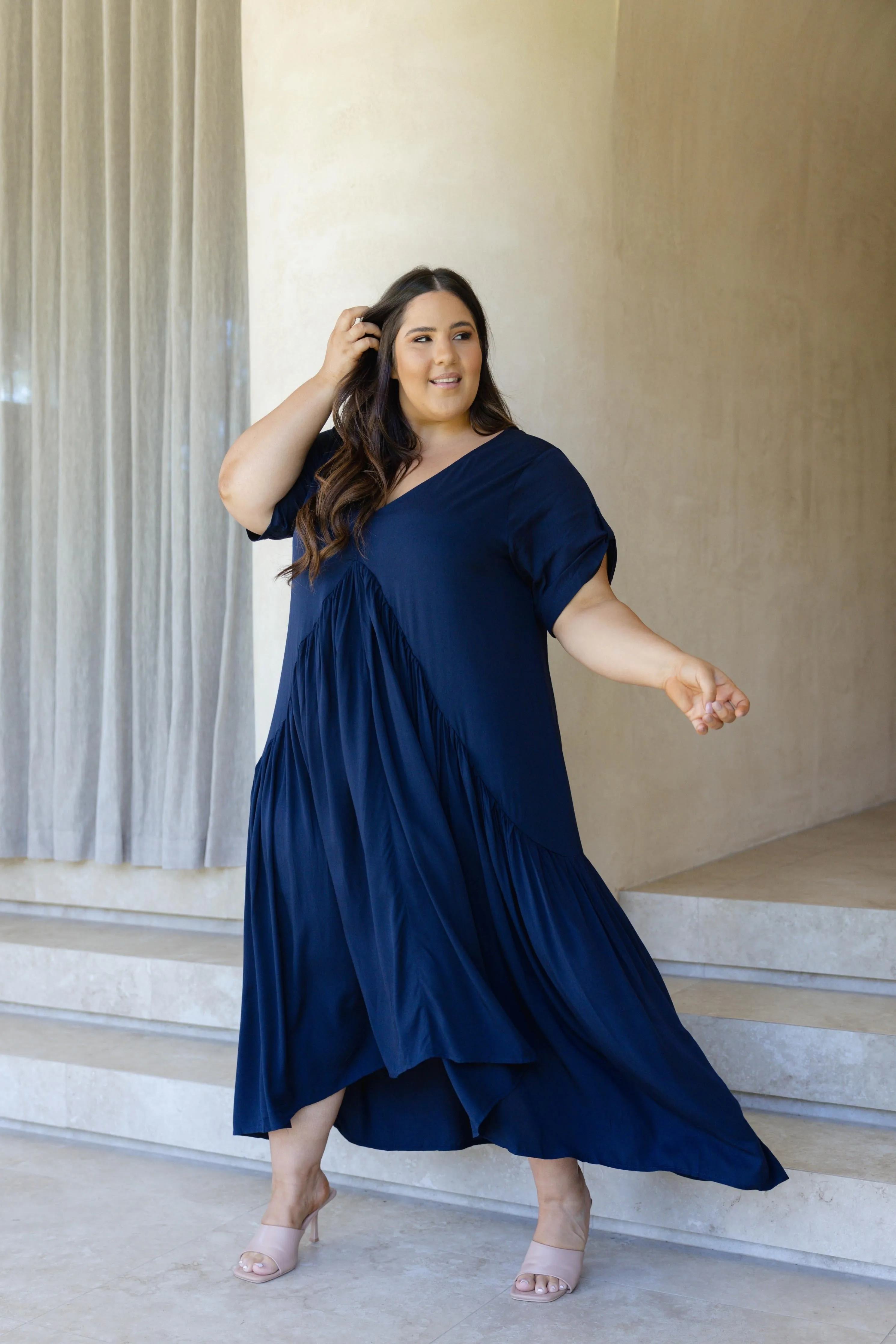 Peak Maxi Dress in Navy