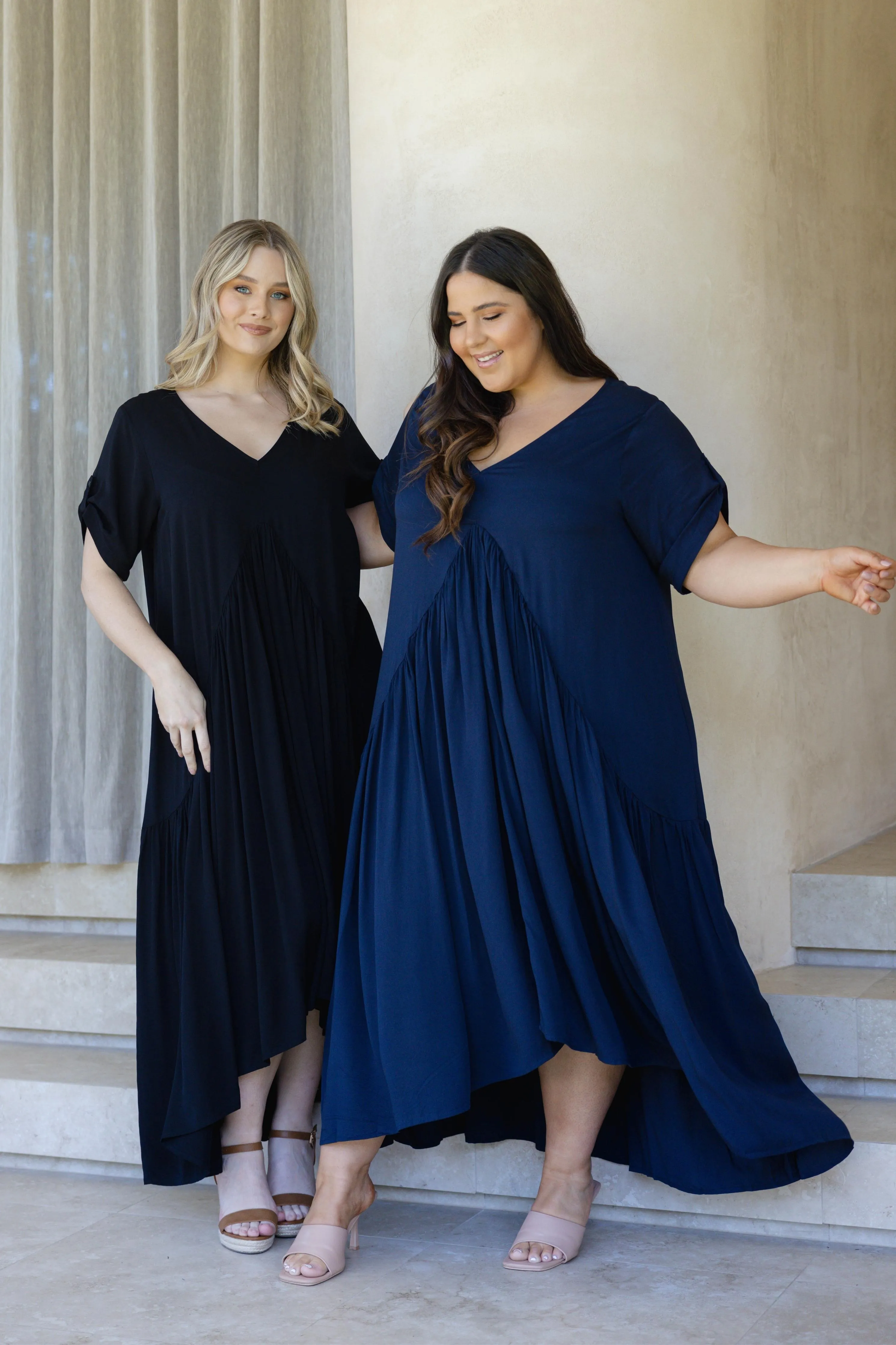 Peak Maxi Dress in Navy