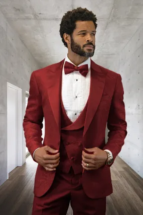 "Bellagio XV" Burgundy 1-Button Peak Tuxedo (4-Piece Set)