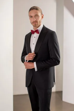 "Davoli Peak" Black 1-Button Peak Tuxedo (2-Piece Set)