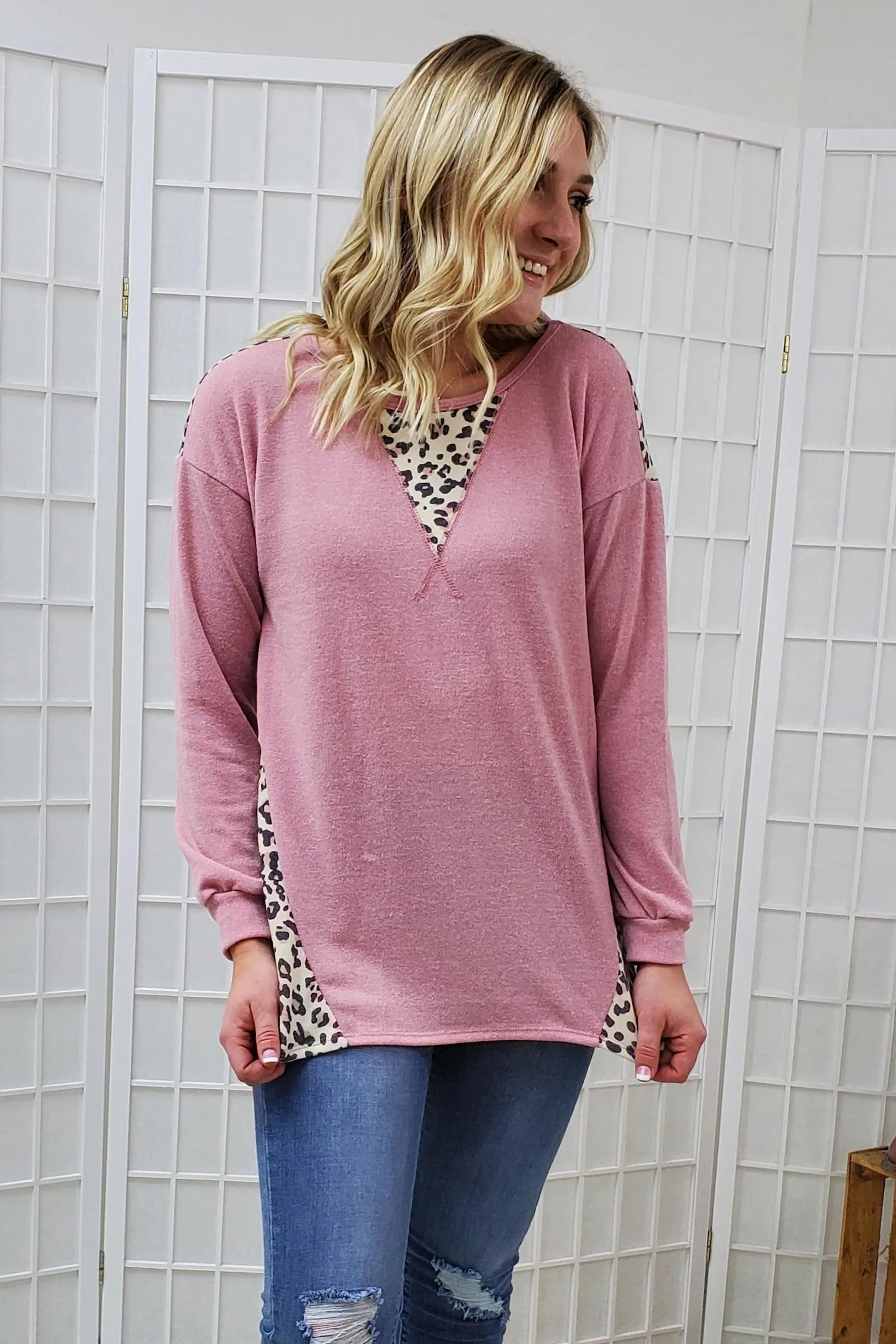 Sandra Pink Leopard Top