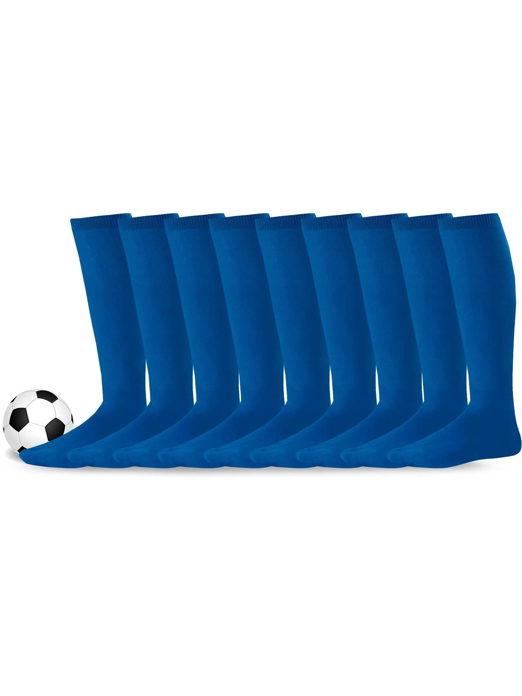 TeeHee Socks Unisex Soccer Acrylic Over The Knee High Royal Blue 9-Pack (50081)