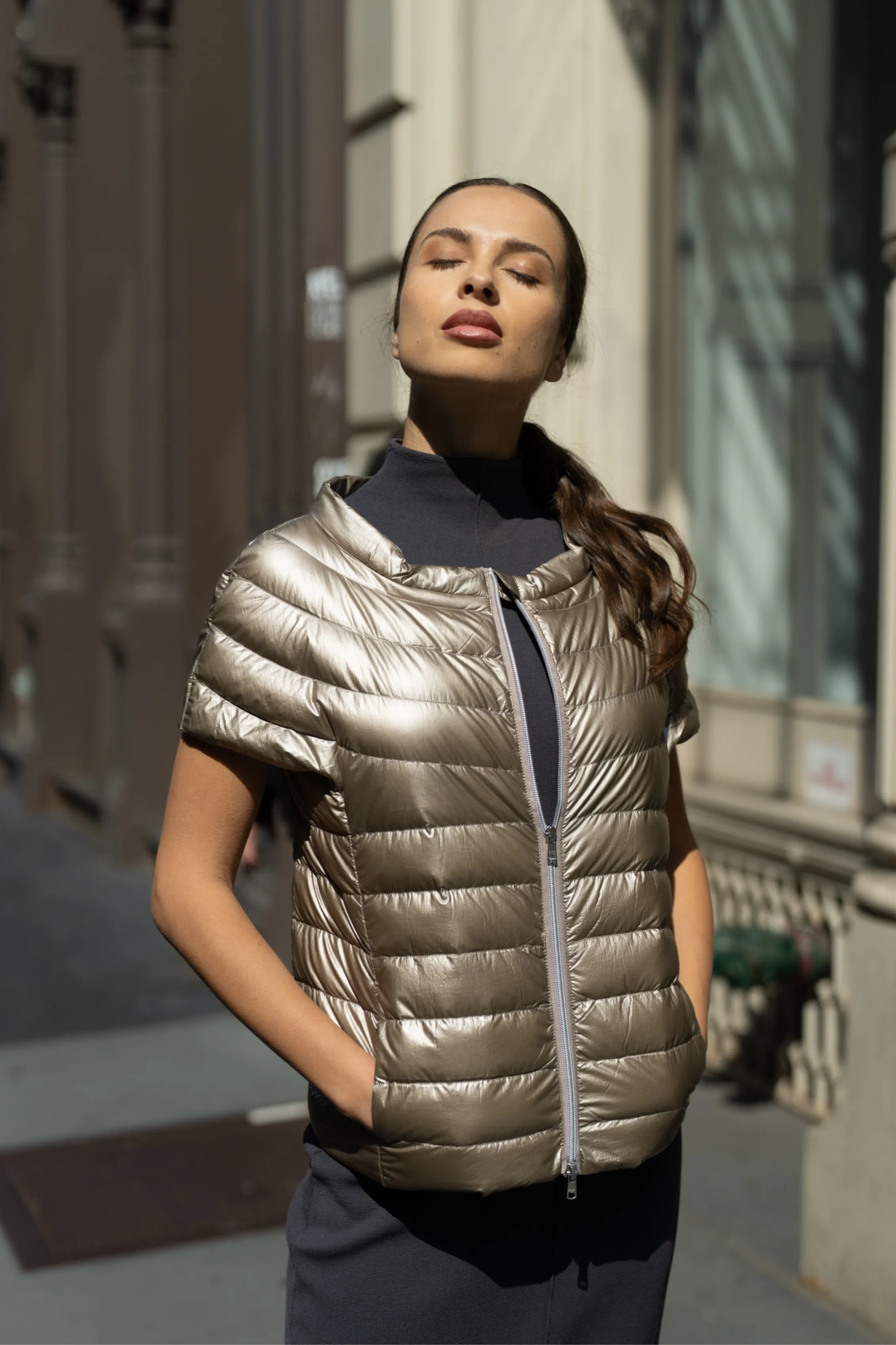 The St Ives Down Vest - Metallic Gold