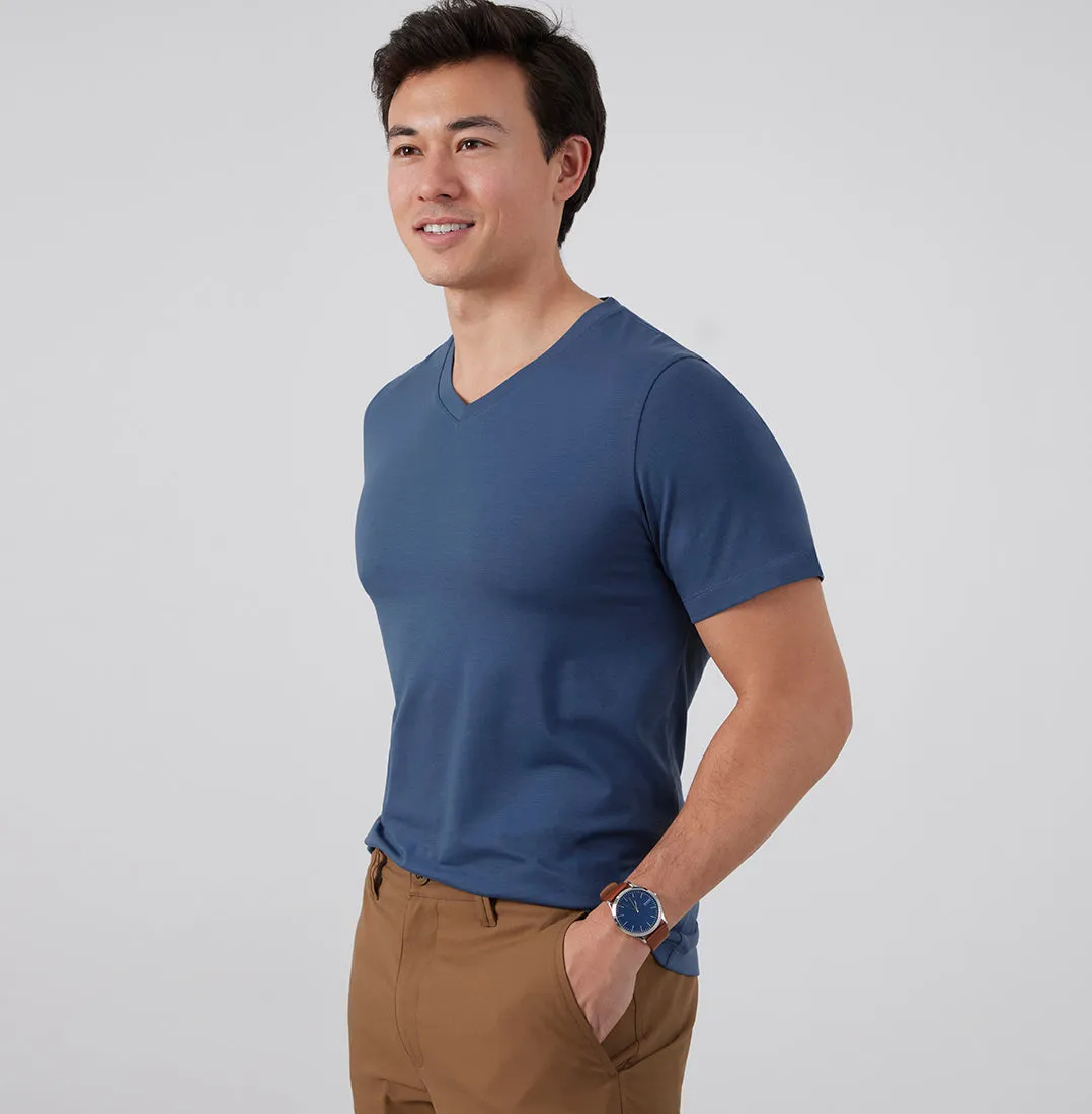 Threshold V-Neck T-Shirt Classic Fit - Aegean Blue