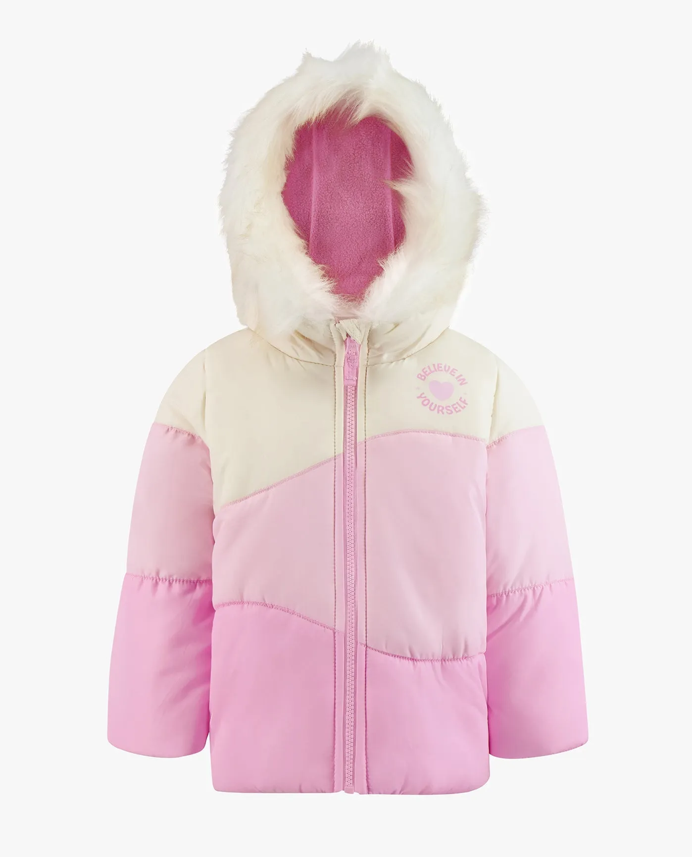 TODDLER GIRLS ZIP-FRONT COLOR BLOCK JACKET AND OVERALL SNOW PANT