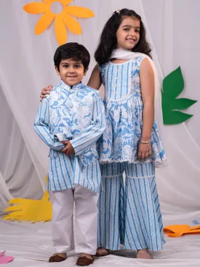 VASTRAMAY Blue BHAI BEHEN Siblings Matching Set