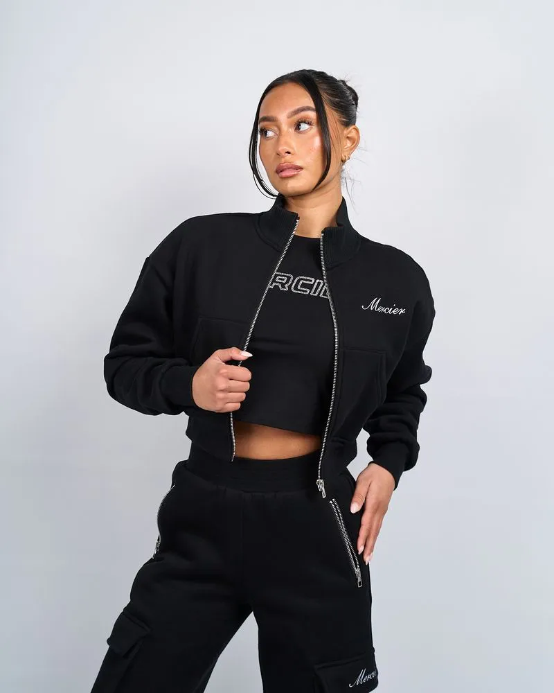 Womens Black Signature Jersey Track Jacket