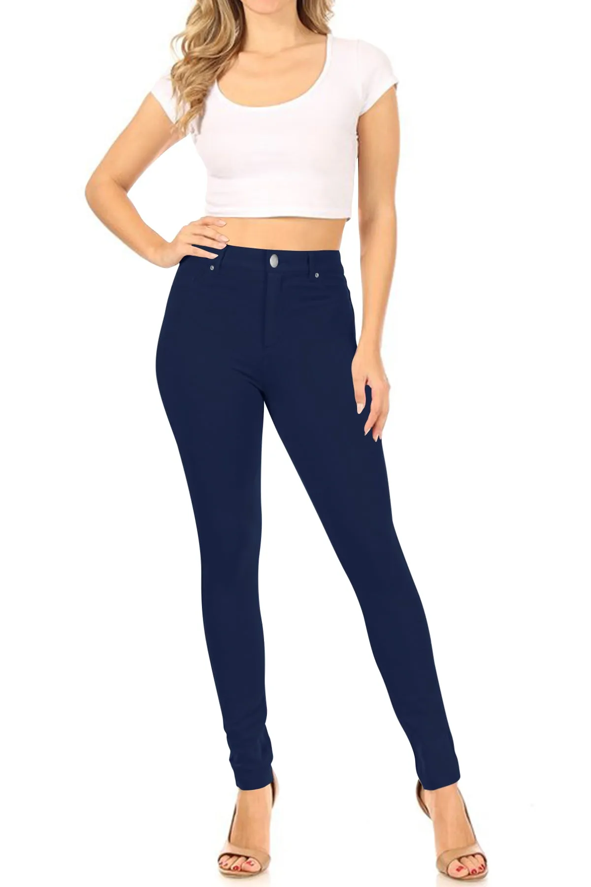 Women's Casual Skinny Ponte Mid-Rise Pants