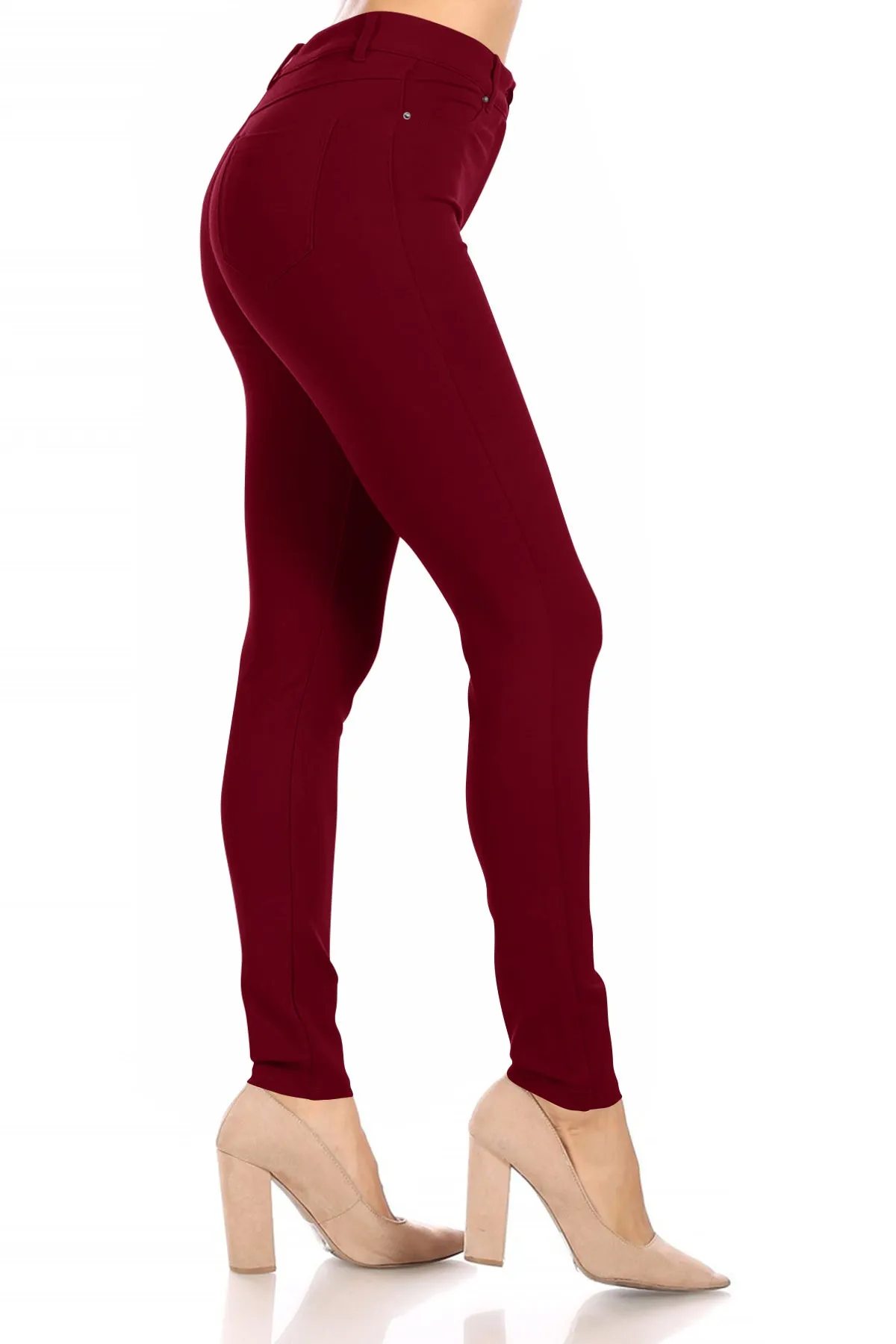 Women's Casual Skinny Ponte Mid-Rise Pants